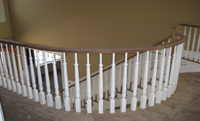 Round Floor Railing with White Spindles